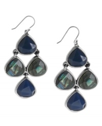 Summer shine. Lucky Brand's pretty chandelier earrings feature teardrop-shaped semi-precious abalone in silver tone mixed metal. Approximate drop: 2 inches. Summer shine. Lucky Brand's pretty chandelier earrings feature teardrop-shaped semi-precious abalone in silver tone mixed metal. Approximate drop: 2 inches.
