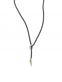 THE LOOKLuxury CollectionAntiqued goldplated wing and crown accents Black chainLariat closureTHE MEASUREMENTLength, about 28ORIGINMade in USA THE LOOKLuxury CollectionAntiqued goldplated wing and crown accents Black chainLariat closureTHE MEASUREMENTLength, about 28ORIGINMade in USA