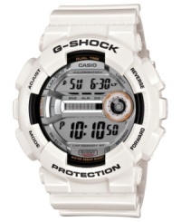 Make record time with this durable digital watch from G-Shock. Make record time with this durable digital watch from G-Shock.