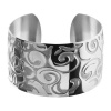 Inox Womens Bold Flora Pattern Stainless 316L Steel Cuff Bangle