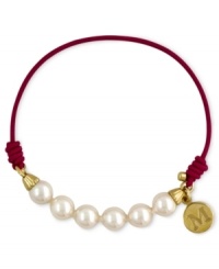 Casual elegance. Majorica dresses a red elastic cord with organic man-made pearls (6 mm) for a blend of classic and contemporary. Approximate length: 6-1/2 inches. Casual elegance. Majorica dresses a red elastic cord with organic man-made pearls (6 mm) for a blend of classic and contemporary. Approximate length: 6-1/2 inches.