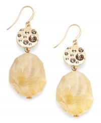 Naturally chic. Alfani's elegant earring style draws inspiration from the earth with topaz-hued glass beads and shimmering glass accents. Set in gold-plated mixed metal. Approximate drop: 2-1/4 inches. Naturally chic. Alfani's elegant earring style draws inspiration from the earth with topaz-hued glass beads and shimmering glass accents. Set in gold-plated mixed metal. Approximate drop: 2-1/4 inches.