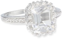 Sterling Silver 9x7 White Topaz Emerald Cut Ring, Size 7 Sterling Silver 9x7 White Topaz Emerald Cut Ring, Size 7