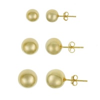 18k Gold Over Sterling Silver 3-Pair Ball Stud Earrings Set 18k Gold Over Sterling Silver 3-Pair Ball Stud Earrings Set