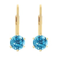 2.00 Ct 6mm Round Blue Topaz Gold Plated Leverback Earrings 2.00 Ct 6mm Round Blue Topaz Gold Plated Leverback Earrings