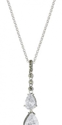 Judith Jack Sterling Silver with Marcasite and Cubic Zirconia Double Drop Pendant Necklace Judith Jack Sterling Silver with Marcasite and Cubic Zirconia Double Drop Pendant Necklace