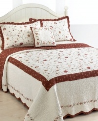 Whimsical florals in delicate embroidery cascade across crisp cotton quilting in this Silkroad decorative pillow. The reverse presents a rich pattern of taupe florals over burgundy ground, offering a warm color accent. Whimsical florals in delicate embroidery cascade across crisp cotton quilting in this Silkroad decorative pillow. The reverse presents a rich pattern of taupe florals over burgundy ground, offering a warm color accent.