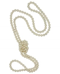 A must-have for every wardrobe from the island of Mallorca, Spain. This classic endless rope necklace features white round organic man-made pearls (8 mm) and can be worn a multitude of ways to enhance any outfit. Approximate length: 60 inches. A must-have for every wardrobe from the island of Mallorca, Spain. This classic endless rope necklace features white round organic man-made pearls (8 mm) and can be worn a multitude of ways to enhance any outfit. Approximate length: 60 inches.