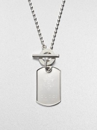 From the Dog Tag Collection. A signature crest engraved design in sleek sterling silver on a chic ball chain. Sterling silverLength, about 19.6Toggle closureMade in Italy