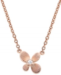 Feminine blossoms adorn this darling mini pendant by CRISLU. Crafted in 18k rose gold over sterling silver with faceted cubic zirconia (1/10 ct. t.w.). Approximate length: 16 inches + 2-inch extender. Approximate drop: 1/4 inch. Feminine blossoms adorn this darling mini pendant by CRISLU. Crafted in 18k rose gold over sterling silver with faceted cubic zirconia (1/10 ct. t.w.). Approximate length: 16 inches + 2-inch extender. Approximate drop: 1/4 inch.