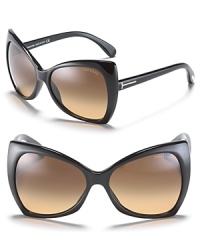 Tom Ford mixes modern and retro design on these cat eye sunglasses, making them must-haves this season. With nose tabs to secure fit. Tom Ford mixes modern and retro design on these cat eye sunglasses, making them must-haves this season. With nose tabs to secure fit.