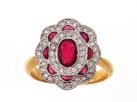 Vintage Style Ruby and Diamond Ring in 18k Yellow Gold Vintage Style Ruby and Diamond Ring in 18k Yellow Gold