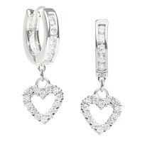 Studio 925 Dancing Heart CZ Sterling Silver Huggie Hoop Earrings Studio 925 Dancing Heart CZ Sterling Silver Huggie Hoop Earrings