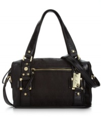 Add some signature style to your everyday ensemble with this logo design satchel from Marc Fisher. Outfitted with eye-catching MF monogram and luxe golden hardware, this piece is the perfect addition to your accessories wardrobe. Add some signature style to your everyday ensemble with this logo design satchel from Marc Fisher. Outfitted with eye-catching MF monogram and luxe golden hardware, this piece is the perfect addition to your accessories wardrobe.
