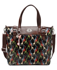 Whether you're running errands on the weekend or heading off to work, this take-anywhere tote from Fossil is the ideal accessory. Sturdy coated canvas is outfitted with whimsical animal print and shabby-chic silver hardware, while its ultra roomy interior provides plenty of pockets to keep values safe and secure. Whether you're running errands on the weekend or heading off to work, this take-anywhere tote from Fossil is the ideal accessory. Sturdy coated canvas is outfitted with whimsical animal print and shabby-chic silver hardware, while its ultra roomy interior provides plenty of pockets to keep values safe and secure.