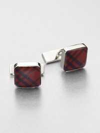Modern, enamel cufflinks with signature check detail lend undeniable style to any dress wardrobe.Brass/resinAbout ½ x ½Imported Modern, enamel cufflinks with signature check detail lend undeniable style to any dress wardrobe.Brass/resinAbout ½ x ½Imported