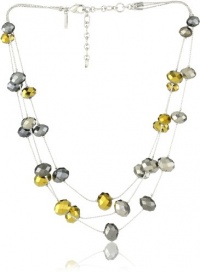 Nine West Metallic Affair Hematite and Silver-Tone Triple Illusion Necklace Nine West Metallic Affair Hematite and Silver-Tone Triple Illusion Necklace