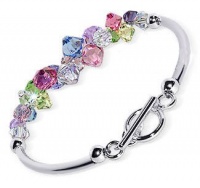 SCBR007 Sterling Silver Multicolor Crystal Bracelet 7.5 inch Made with Swarovski Elements