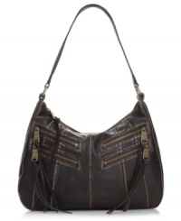 Laid-back with urban appeal, this slouchy-chic hobo from Marc New York ups the ante on everyday accessorizing. Distressed leather is paired with zip pockets and tassel pulls, while the spacious interior stows all your it-girl essentials. Laid-back with urban appeal, this slouchy-chic hobo from Marc New York ups the ante on everyday accessorizing. Distressed leather is paired with zip pockets and tassel pulls, while the spacious interior stows all your it-girl essentials.