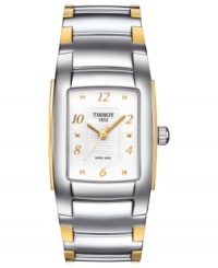 A contemporary timepiece flecked with golden accents from Tissot's T10 collection. A contemporary timepiece flecked with golden accents from Tissot's T10 collection.