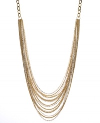 Unveil a new you. INC International Concepts' unique multi-strand necklace blends gold-plated and white-plated mixed metal chains for lovely draped effect. Approximate length: 30 inches. Approximate drop: 3 inches. Unveil a new you. INC International Concepts' unique multi-strand necklace blends gold-plated and white-plated mixed metal chains for lovely draped effect. Approximate length: 30 inches. Approximate drop: 3 inches.