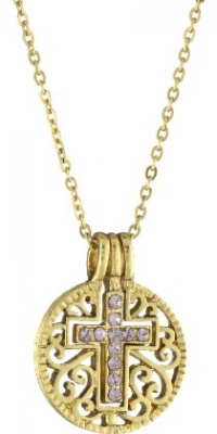The Vatican Library Collection Gold-Tone Lt.Amethyst Cross Pendant Necklace The Vatican Library Collection Gold-Tone Lt.Amethyst Cross Pendant Necklace