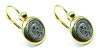 Queen Elizabeth Dangle Drop Leverback Earrings, Antiqued Gold & Silver Alloy Metal