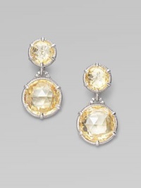 From the Eclipse Collection. Faceted canary crystal with delicate white sapphire accents in signature sterling silver settings.White sapphire Canary crystal Sterling silver Length, about 1 Width, about ¾ Post back with omega clip Imported From the Eclipse Collection. Faceted canary crystal with delicate white sapphire accents in signature sterling silver settings.White sapphire Canary crystal Sterling silver Length, about 1 Width, about ¾ Post back with omega clip Imported