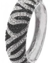 Zebra Diamante Swarovski Crystal Hinged Bangle Bracelet by Jersey Bling