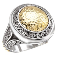 925 Silver Hammered Circle Ring with 18k Gold Accents- Sizes 6-8 925 Silver Hammered Circle Ring with 18k Gold Accents- Sizes 6-8