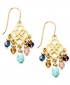 Chic and colorful, these chandeliers add life to any look. Lauren by Ralph Lauren's vivid style features reconstituted semi-precious turquoise and multicolored glass beads. Crafted in gold tone mixed metal. Approximate drop: 1-1/4 inches.