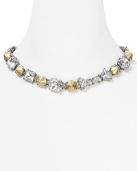 MARC BY MARC JACOBS refines the big bag theory with this rock-chic necklace, cast in plated brass and accented with crystal bow stations. MARC BY MARC JACOBS refines the big bag theory with this rock-chic necklace, cast in plated brass and accented with crystal bow stations.
