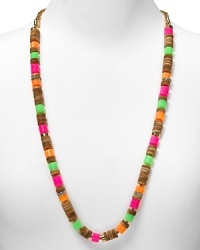 A mix of neon enamel and wooden beads lends an artsy, modern aesthetic to kate spade new york's single strand necklace. A mix of neon enamel and wooden beads lends an artsy, modern aesthetic to kate spade new york's single strand necklace.