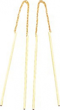 14K Yellow Gold Tube Threader Earrings Jewelry New |B 14K Yellow Gold Tube Threader Earrings Jewelry New |B