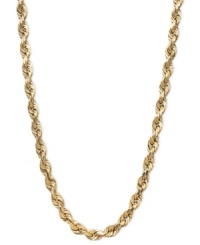 Decorate your neckline with a luxurious layer. This seamless necklace features a diamond-cut rope design in rich 14k gold. Approximate length: 20 inches. Decorate your neckline with a luxurious layer. This seamless necklace features a diamond-cut rope design in rich 14k gold. Approximate length: 20 inches.