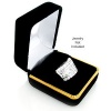 Black Velvet Ring Gift Jewelry Box w/ Gold Trim