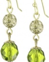 1928 Jewelry Olive and Brass Globe Earrings