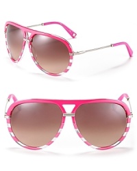 Standout style begins with these sporty striped aviator sunglasses from Dior. A classic silhouette with a retro feel. Standout style begins with these sporty striped aviator sunglasses from Dior. A classic silhouette with a retro feel.