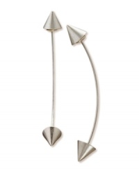 Channel your inner rebellion into a stylish pair of spikes. RACHEL Rachel Roy earrings feature a curved design topped with spike ends. Crafted in steel tone mixed metal. Approximate drop: 2 inches.