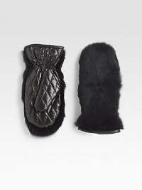 EXCLUSIVELY AT SAKS. Keep cozy and chic in this dyed rabbit style with a quilted palm. Polyester palmImportedFur origin: China 