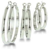 Set of Three Rounded Hoop Earrings ( Small, Medium and Large) Set of Three Rounded Hoop Earrings ( Small, Medium and Large)