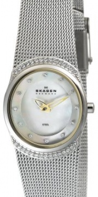 Skagen Women's 686XSGSC Crystal Accented Mother of Pearl Mesh Watch Skagen Women's 686XSGSC Crystal Accented Mother of Pearl Mesh Watch