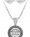 Harley-Davidson .925 Silver Circle Beaded Necklace & Earring Set with White Swarovski Crystals
