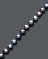 Add shimmer in iridescent pearl. A sleek row of black cultured freshwater pearls (7-8 mm) will add a touch of bold color to your wrist. Crafted in 14k gold. Approximate length: 7-1/2 inches. Add shimmer in iridescent pearl. A sleek row of black cultured freshwater pearls (7-8 mm) will add a touch of bold color to your wrist. Crafted in 14k gold. Approximate length: 7-1/2 inches.