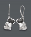 These Treasured Hearts earrings put a modern twist on the iconic heart symbol. Three overlapping hearts shine with the addition of sparkling, round-cut black diamonds (1/4 ct. t.w.) and white diamonds (1/10 ct. t.w.). Crafted in sterling silver. Approximate drop: 1-1/4 inches.