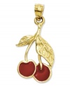 Sweet and stylish! This brightly-colored red enamel cherries charm infuses your look with a drop of color. Crafted in 14k white gold. Chain not included. Approximate length: 1 inch. Approximate width: 1/2 inch.