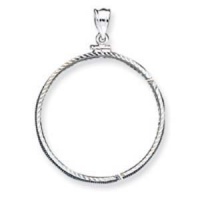 Sterling Silver 39.4 x 3.1mm 1oz Silver Town Diamond-cut Coin Bezel Pendant Sterling Silver 39.4 x 3.1mm 1oz Silver Town Diamond-cut Coin Bezel Pendant