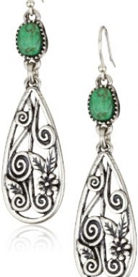 Lucky Brand Wild Flower Ears Silver-Tone Openwork Turquoise-Color Drop Earrings Lucky Brand Wild Flower Ears Silver-Tone Openwork Turquoise-Color Drop Earrings