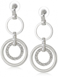 Nine West Linked In Silver-Tone Crystal Double Drop Earrings Nine West Linked In Silver-Tone Crystal Double Drop Earrings