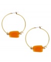Get the look of the season with bright hues. These gold tone hoops from Kenneth Cole New York feature an orange geometric bead and click-top closure. Set in gold tone mixed metal. Approximate drop: 2 inches.